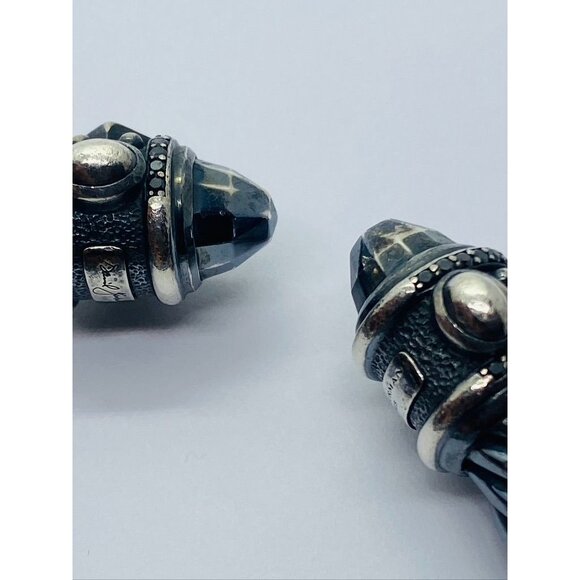 DAVID YURMAN DARKENED BLACKENED STERLING SILVER RENAISSANCE 10MM CUFF DIAMONDS - Picture 8 of 12